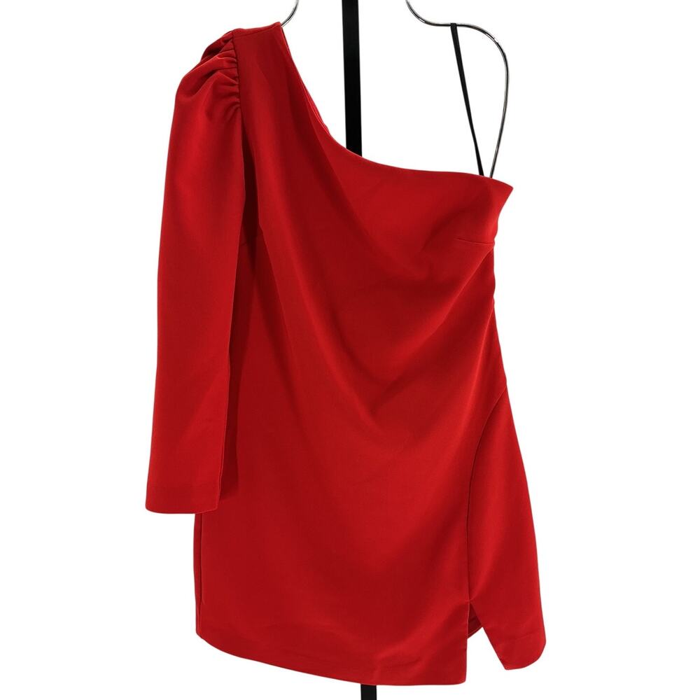 Michael Costello Sleek Intense Red Fabian Mini Dress Size M - Picture 2 of 4